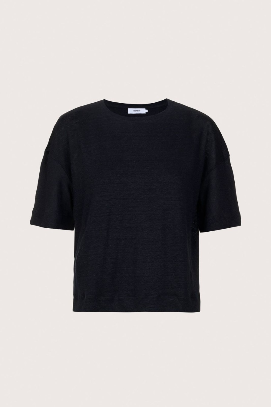 Clearance Not Shy Naelle Linen T-Shirt Black