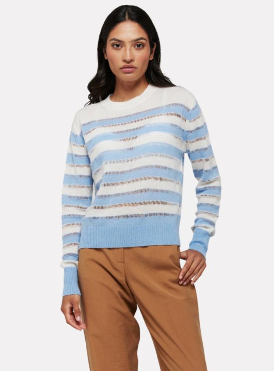 Online Brodie Beach Stripe Crew Blue Splash