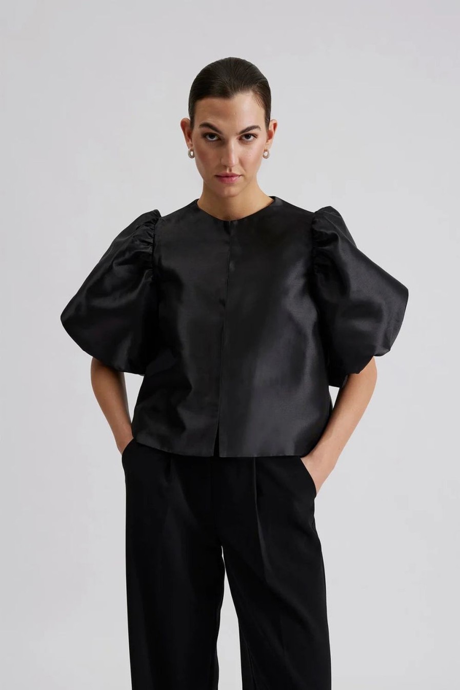 Best BY MALINA Cleo Puff Sleeve Top Black