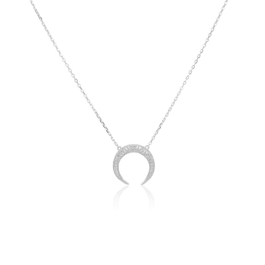 Clearance ICANDI ROCKS Shadow Moon Necklace Silver