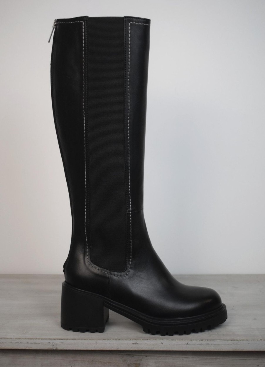 Clearance Donna Lei Vitello Block Heel Boot Black