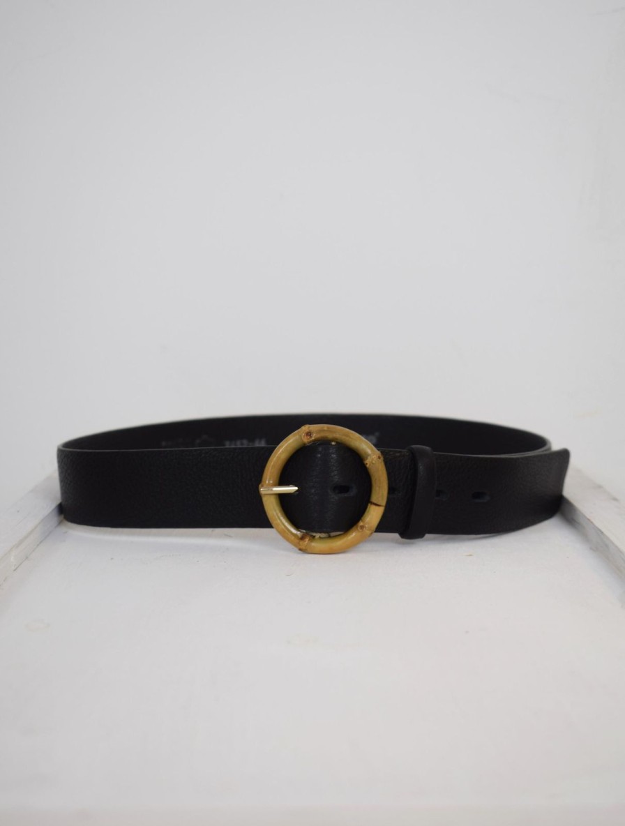 New Abro Mabel Wooden Buckle Belt Black