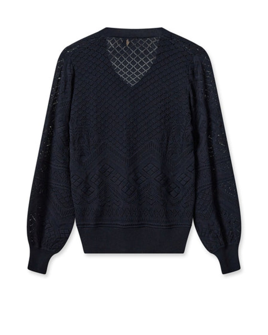 Clearance Mos Mosh Mminja V-Neck Knit Salute Navy