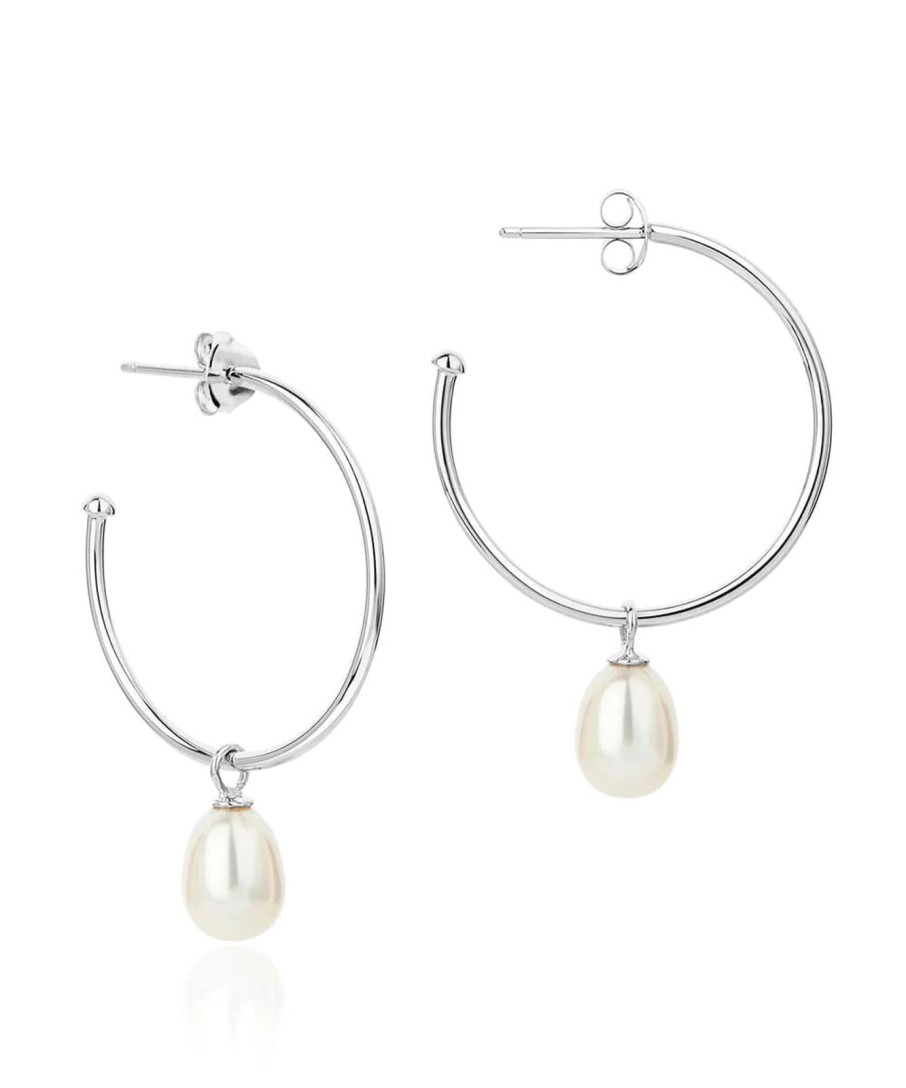 New Claudia Bradby Favourite Hoop With Pearl Drop