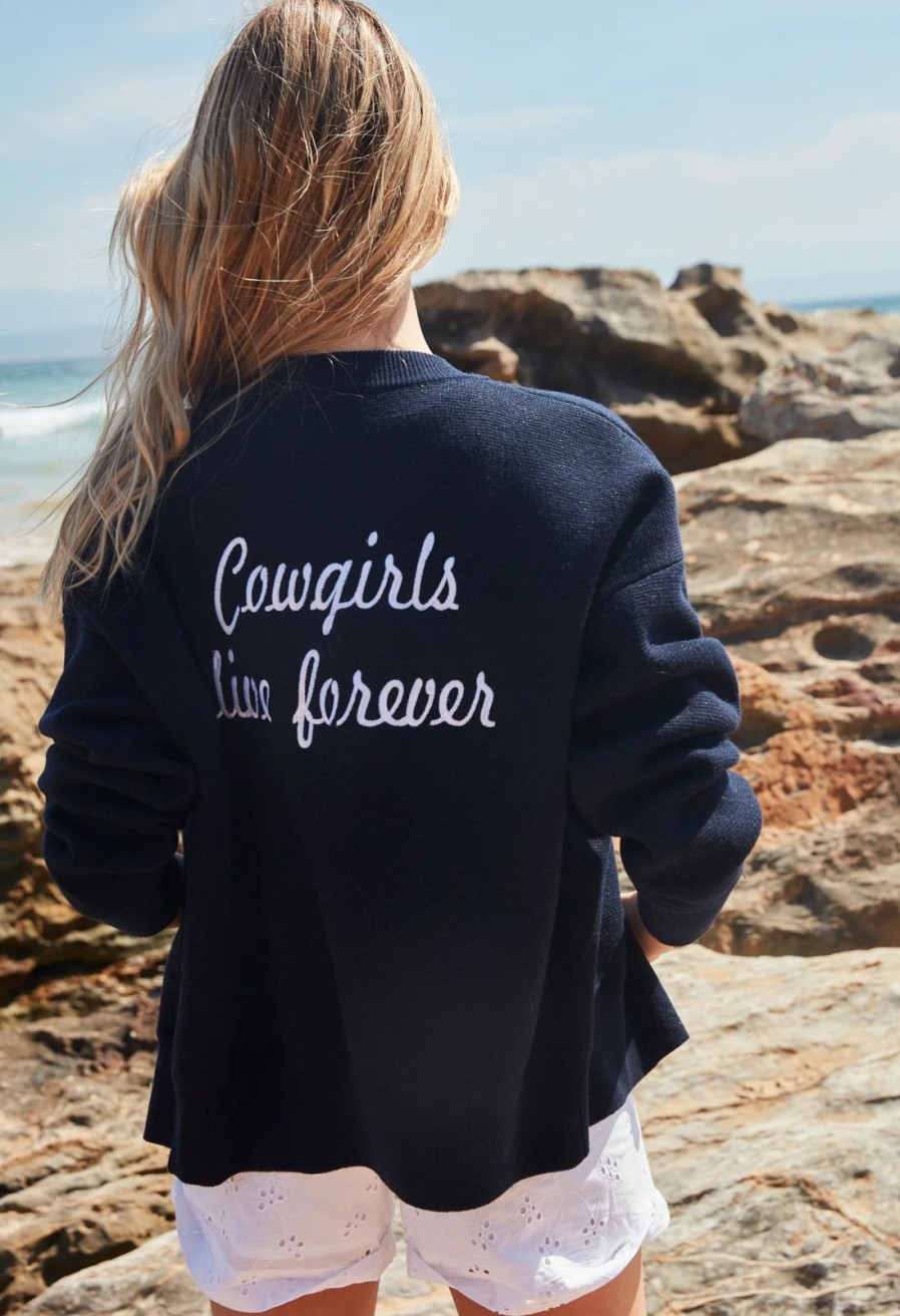 New Tabitha Webb Cowgirls Live Forever Bomber Navy