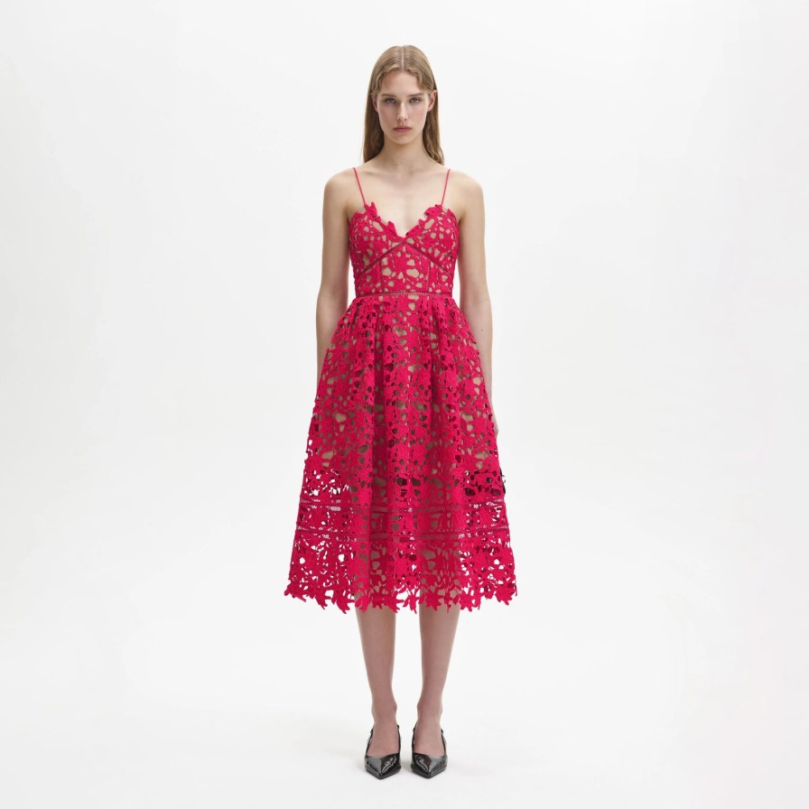 New self-portrait Magenta Azaelea Lace Dress