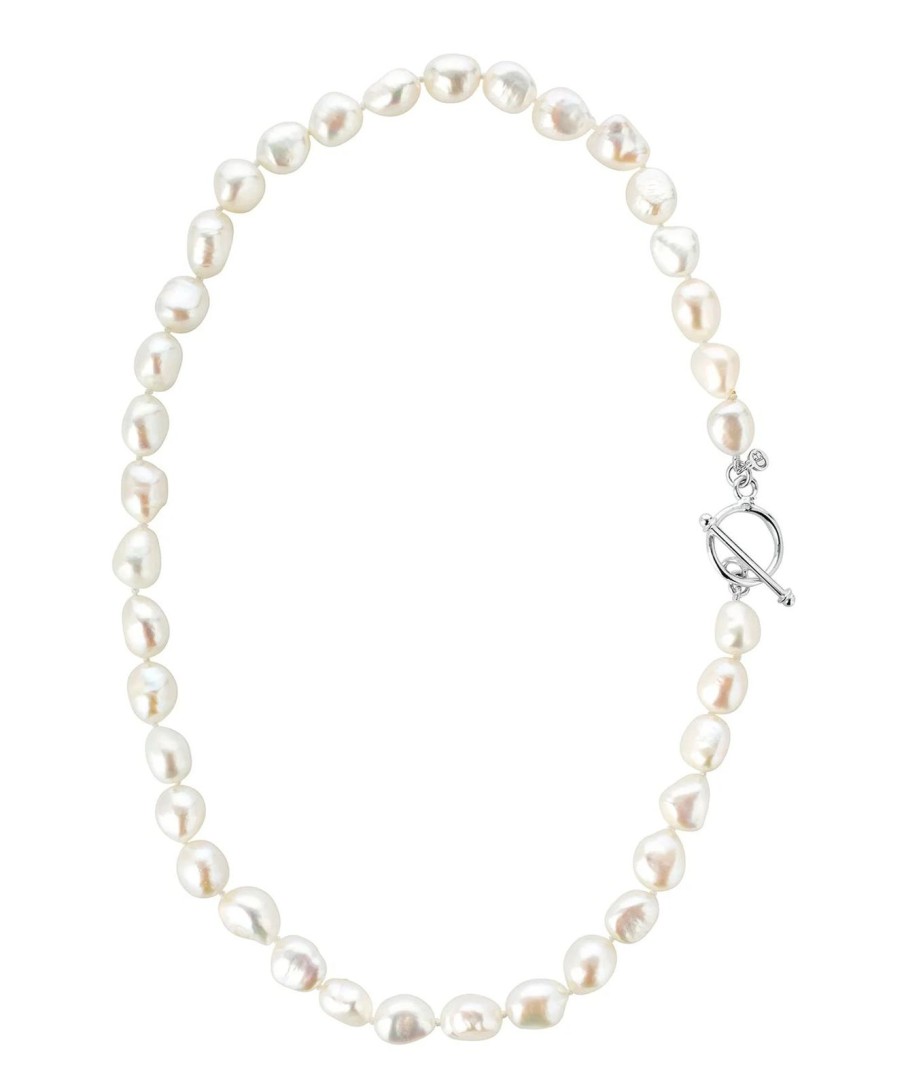 Best Claudia Bradby Baroque Hand Knotted Pearl Necklace Silver