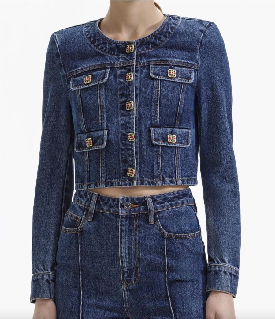 Clearance self-portrait Buttoned Denim Jacket