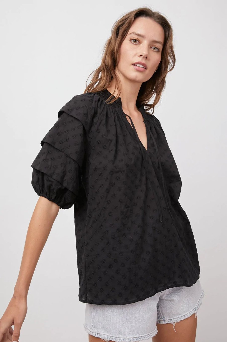 Online Rails Paris Black Embroidered Top