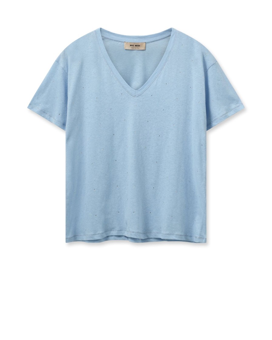 Online Mos Mosh Mmmain V-Ss Deco Tee Cashmere Blue