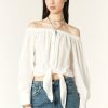 New ba&sh Talena Off-The-Shoulder Shirt White