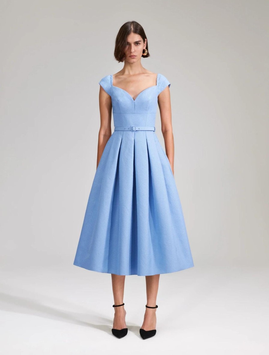 Clearance self-portrait Blue Taffeta Midi Dress