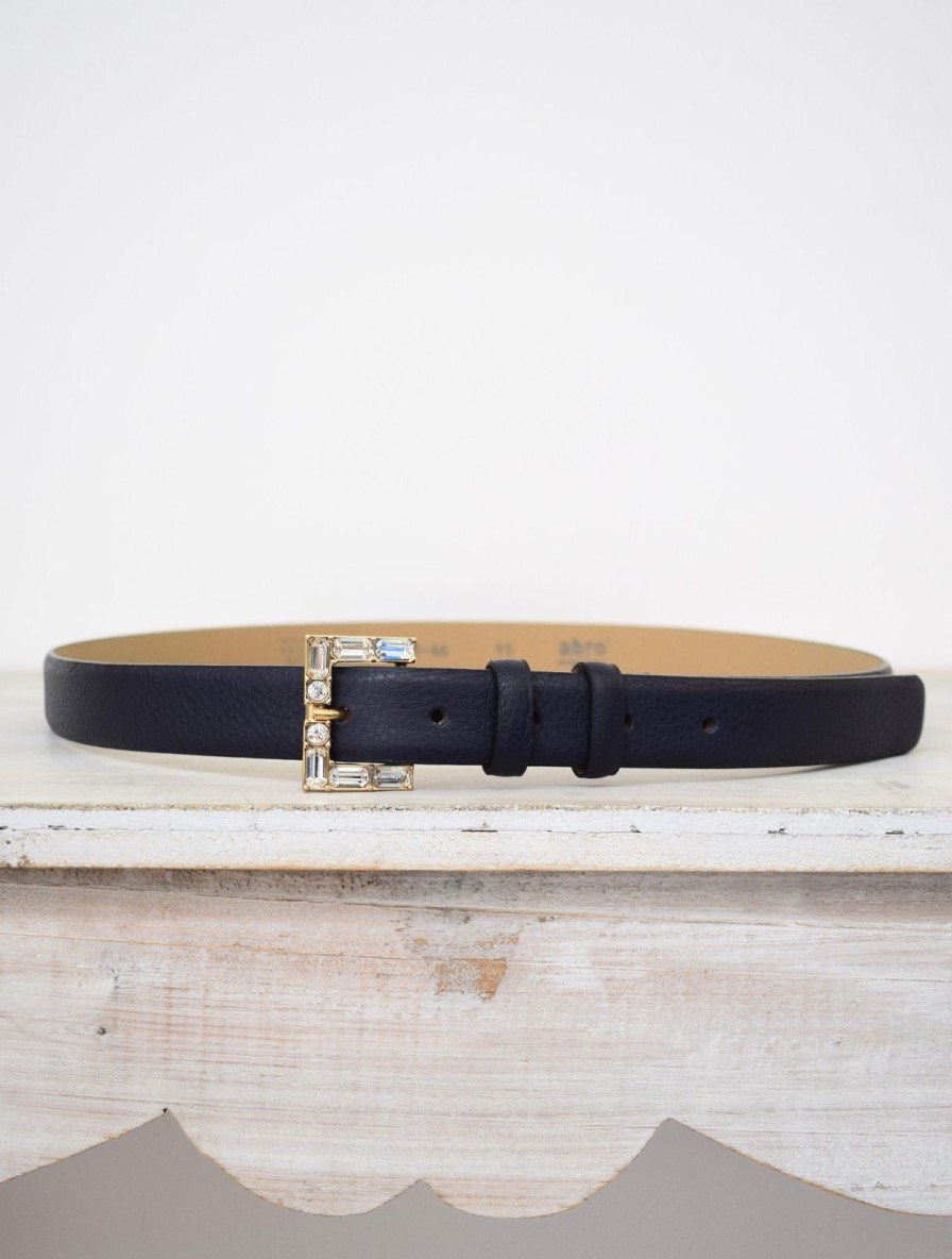 Clearance Abro Medium Belt Leather Navy