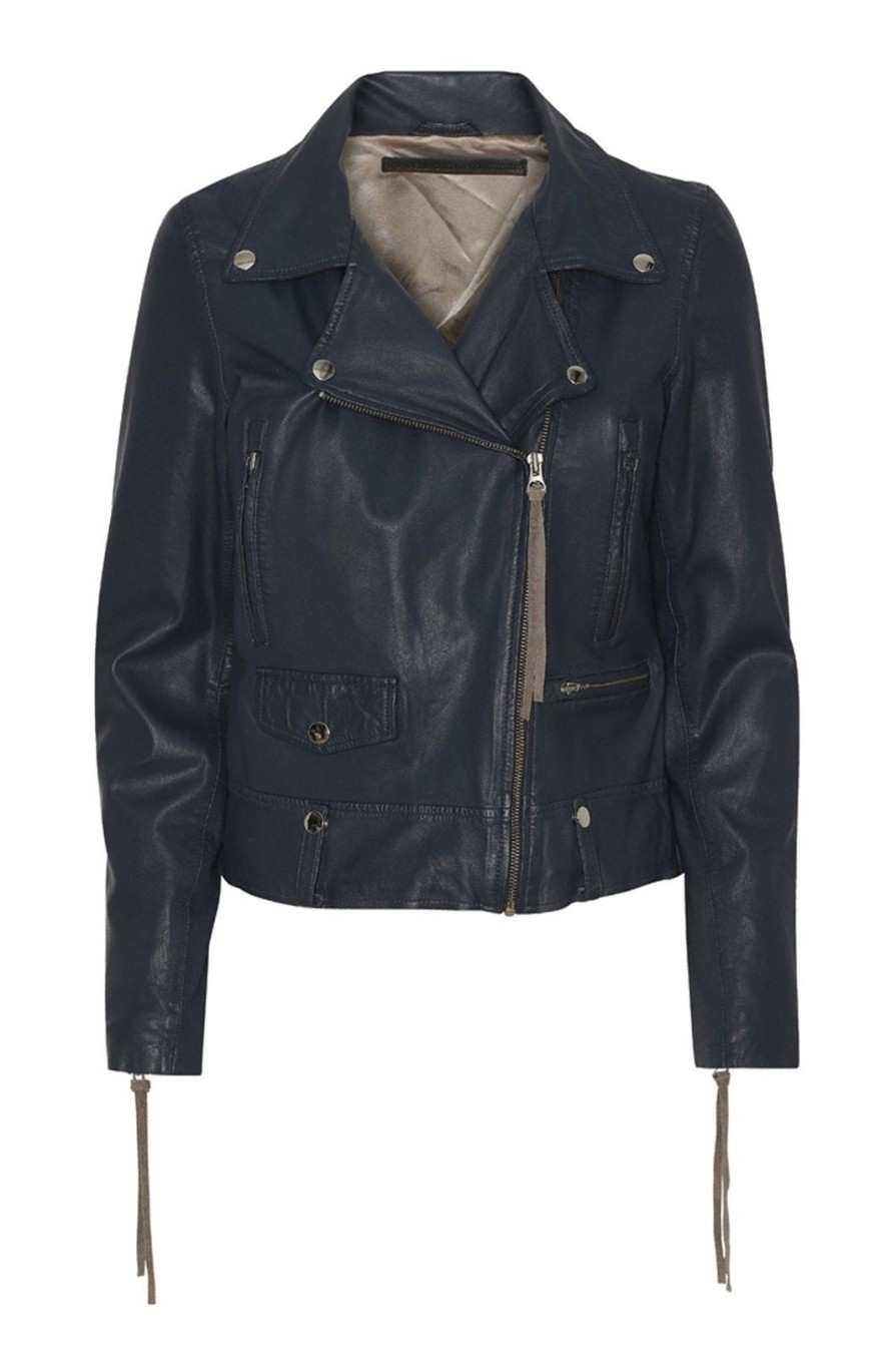 Best MDK Seattle Thin Leather Jacket Blue Night