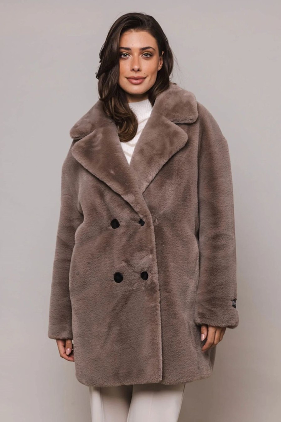 Best Rino & Pelle Jeanette Double Breasted Coat Taupe