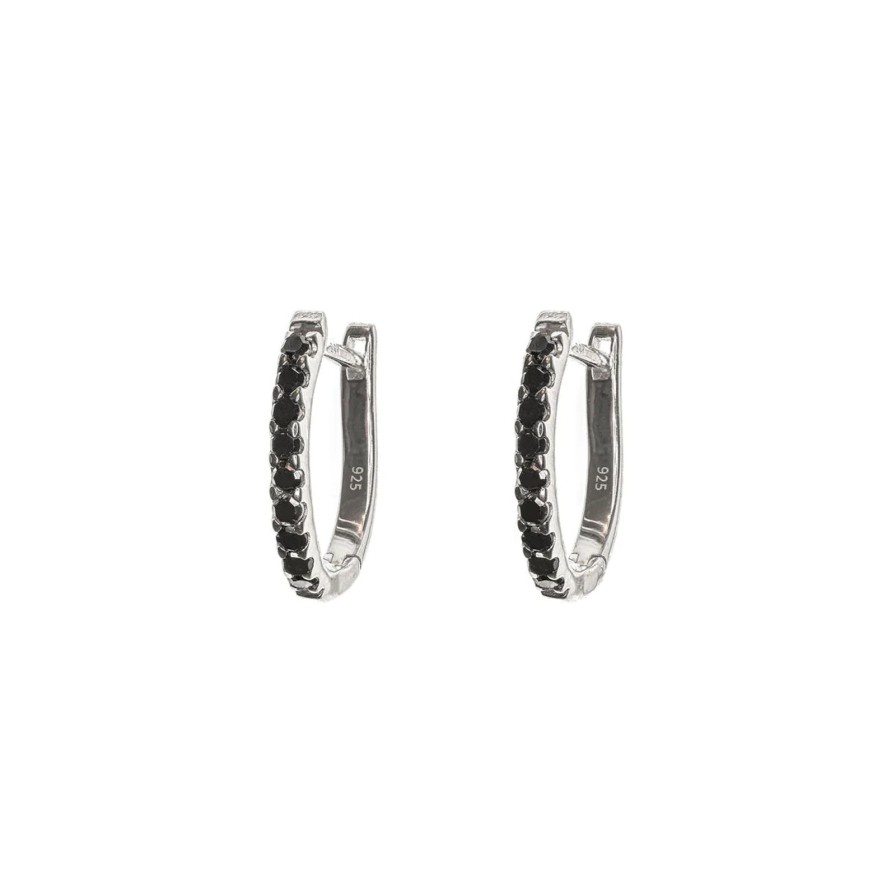 Wholesale Kirstie Le Marque Black Diamond & Silver Huggie Hoops