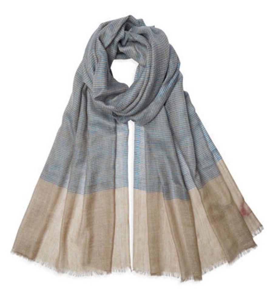 New Somerville Scarves Pashmina Bonny Natural Blue