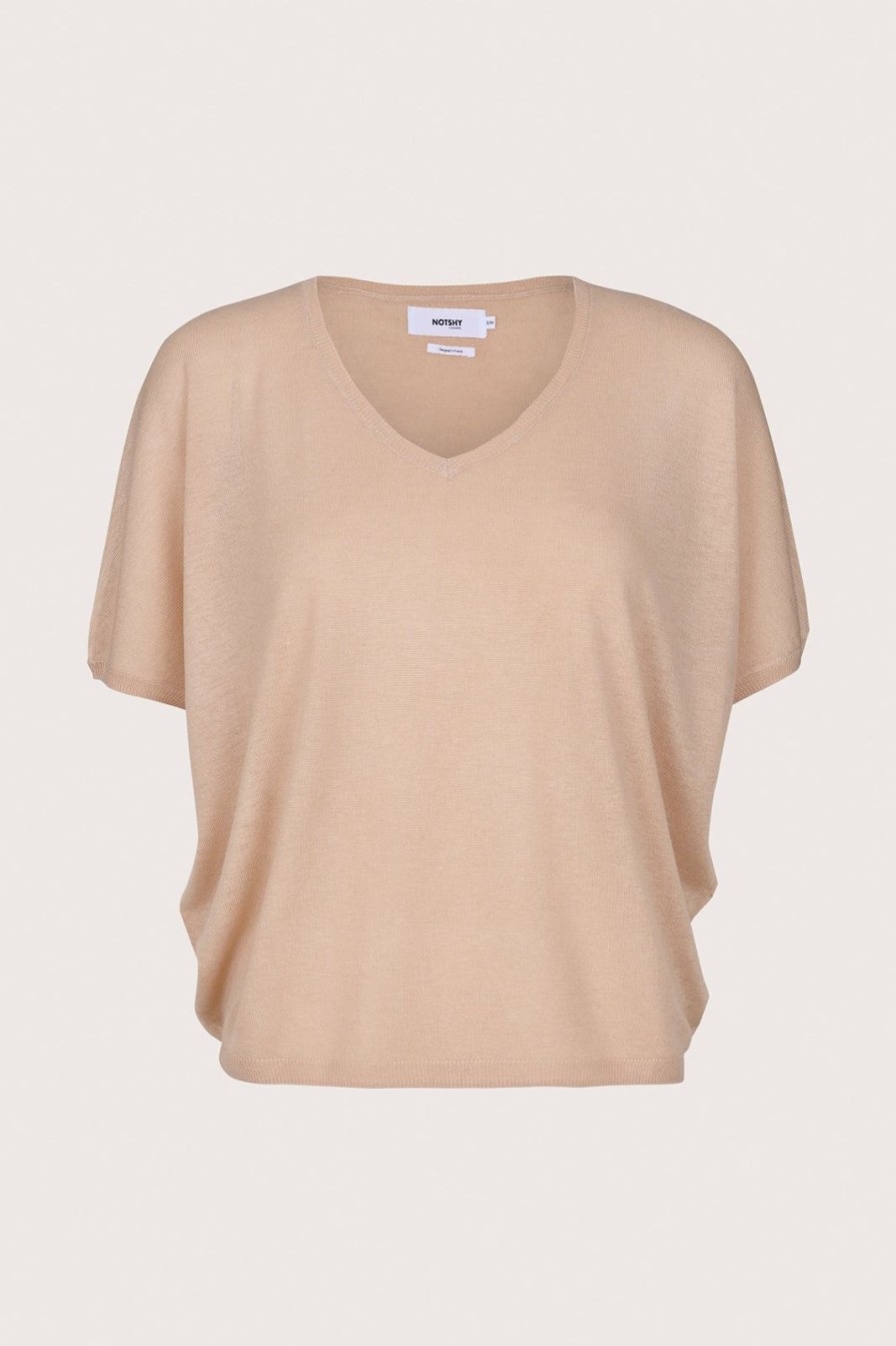 Online Not Shy Nya V-Neck Tee Beige