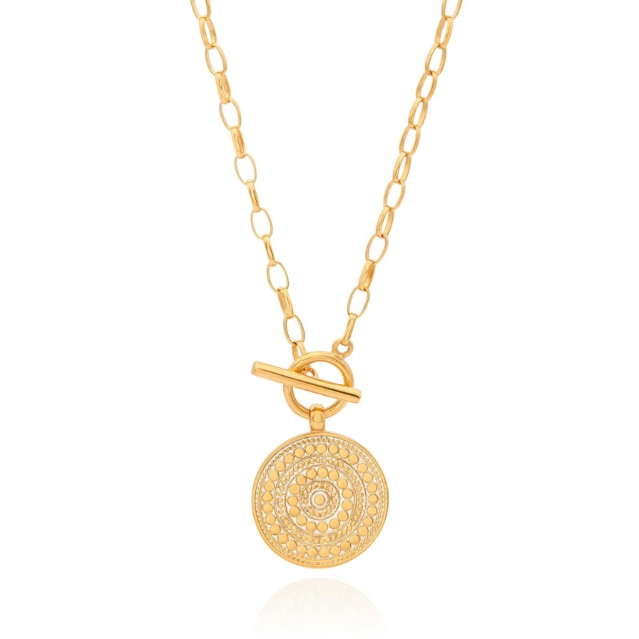 Clearance Anna Beck Contrast Dotted Circle Toggle Necklace - Gold