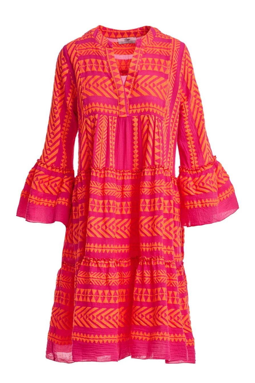 Best Devotion Twins Ella Midi Dress Neon Orange/Fuscia