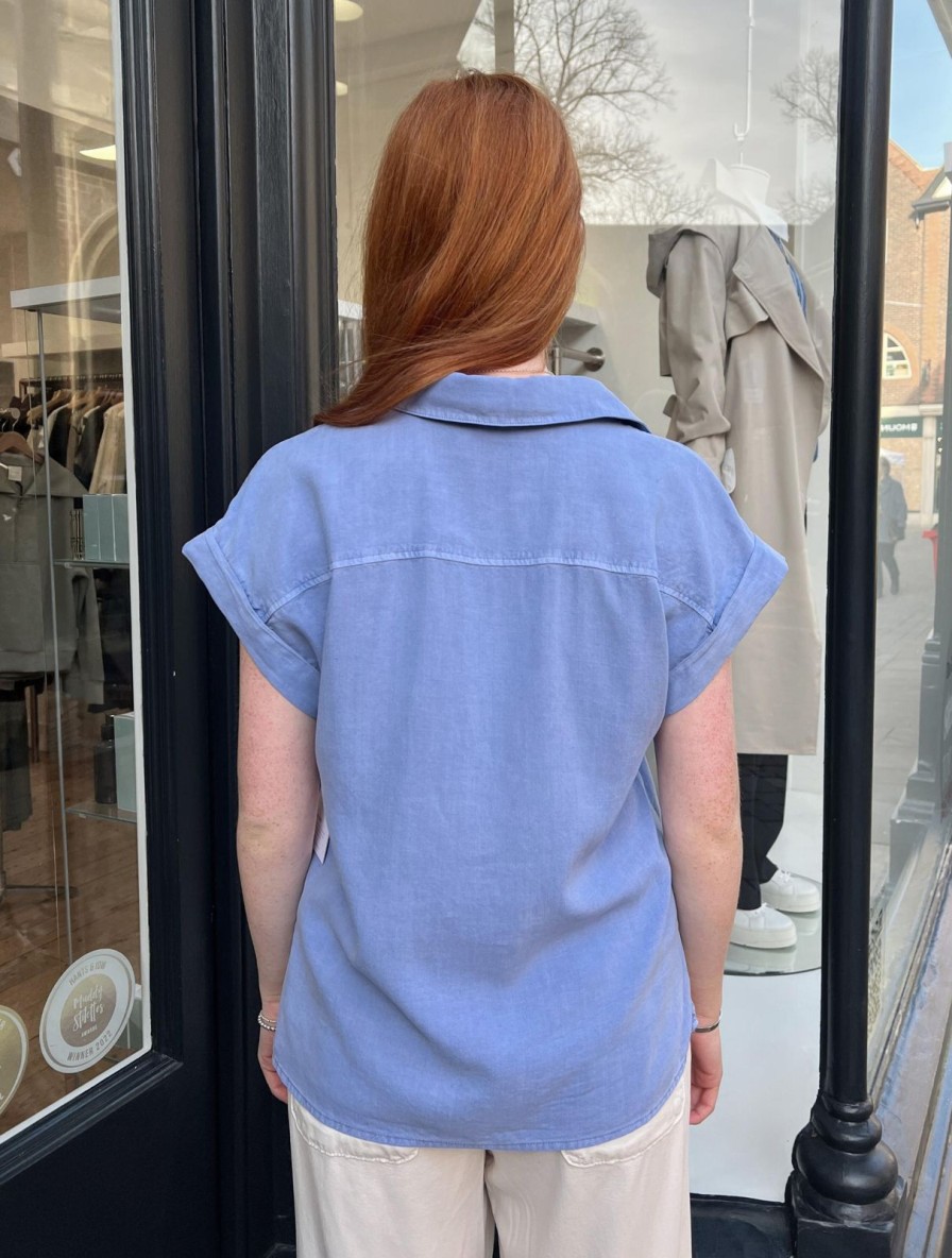 Clearance bella dahl Twin Pocket Ss Shirt Peri Blue