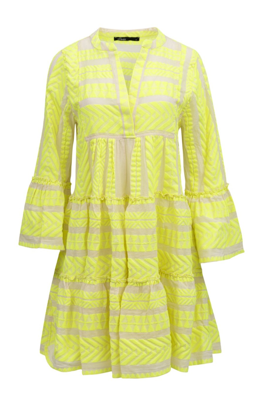 Hot Devotion Twins Ella Midi Dress Neon Lime/Off-White