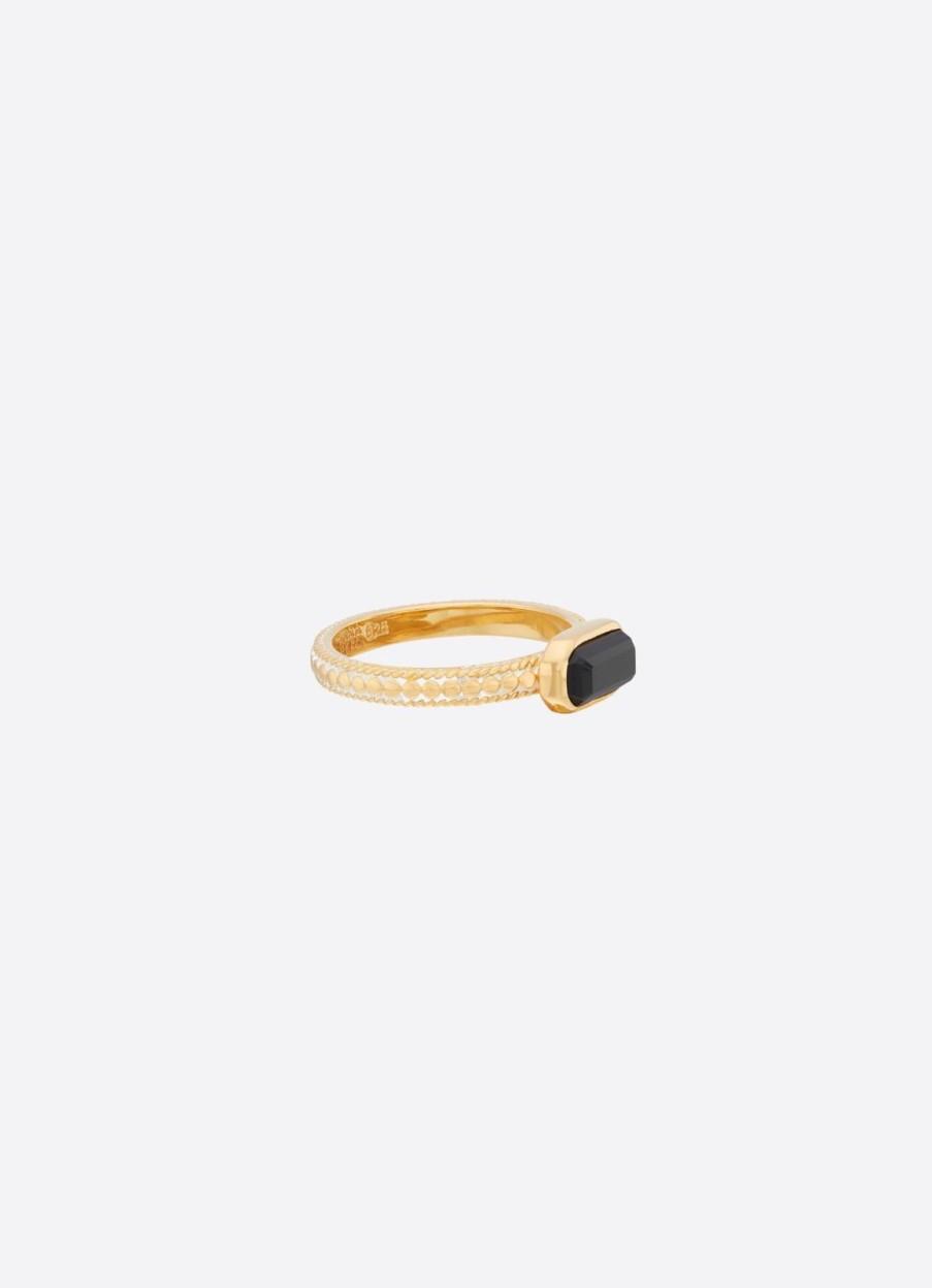 Wholesale Anna Beck Small Rectangular Ring Gold Onyx