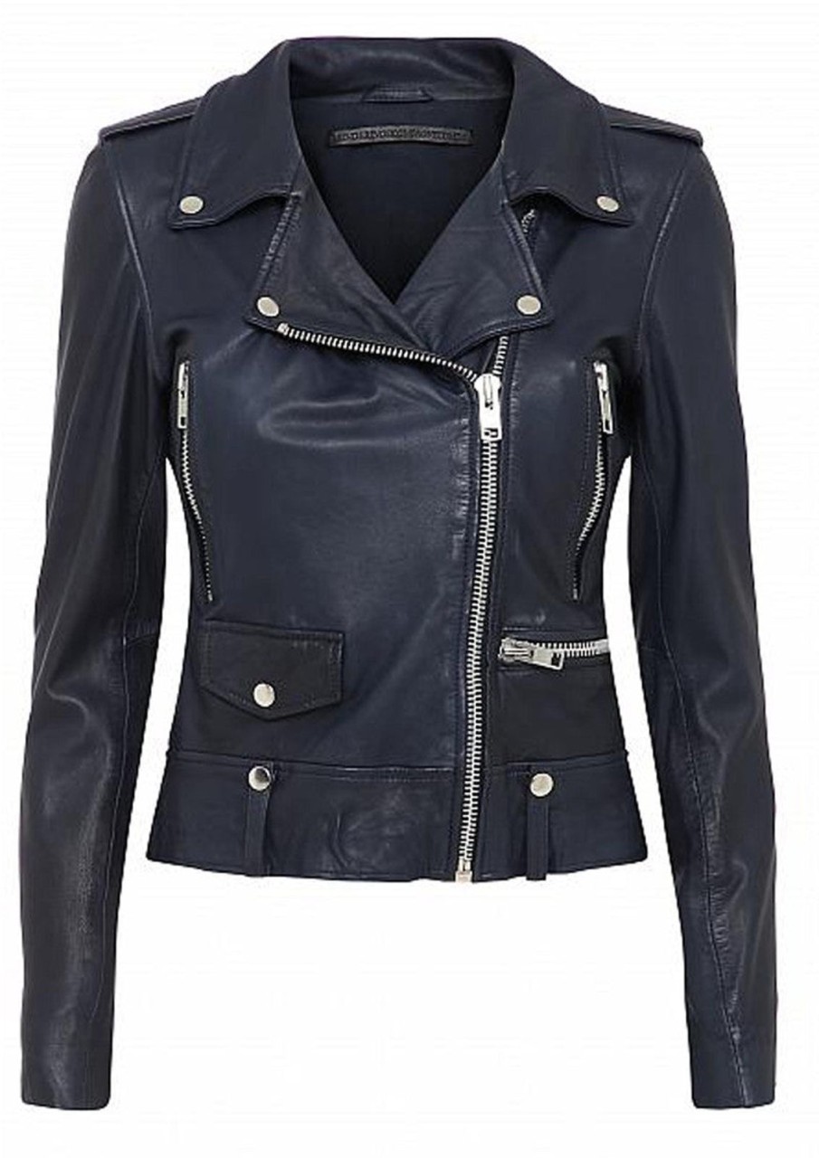 Clearance MDK Seattle Leather Jacket Blue Night