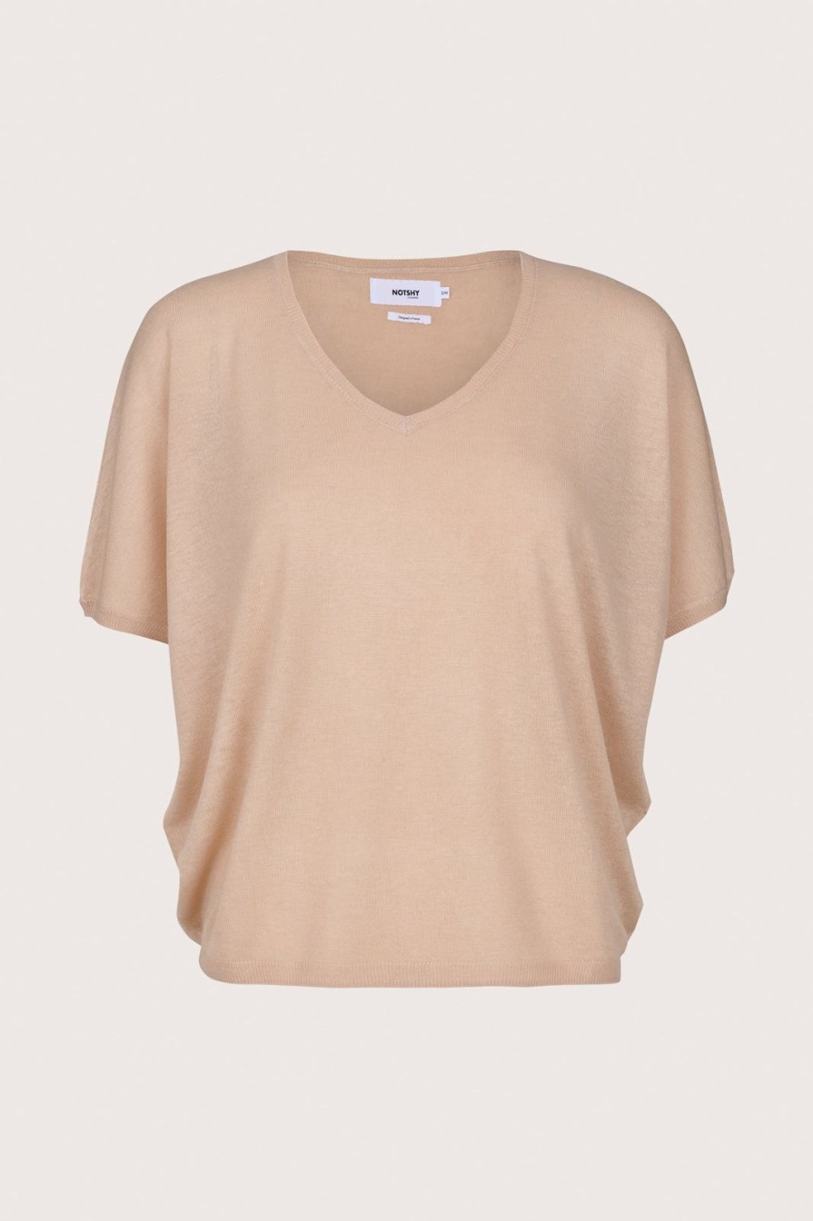 New Not Shy Nya V-Neck Tee Beige