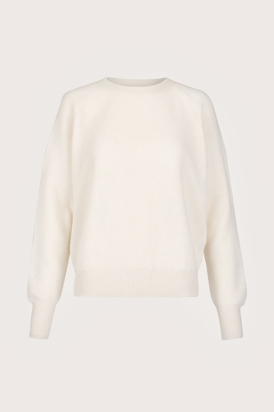 Clearance Sass & Edge Braemar Cashmere Ribbed Jumper White Ice