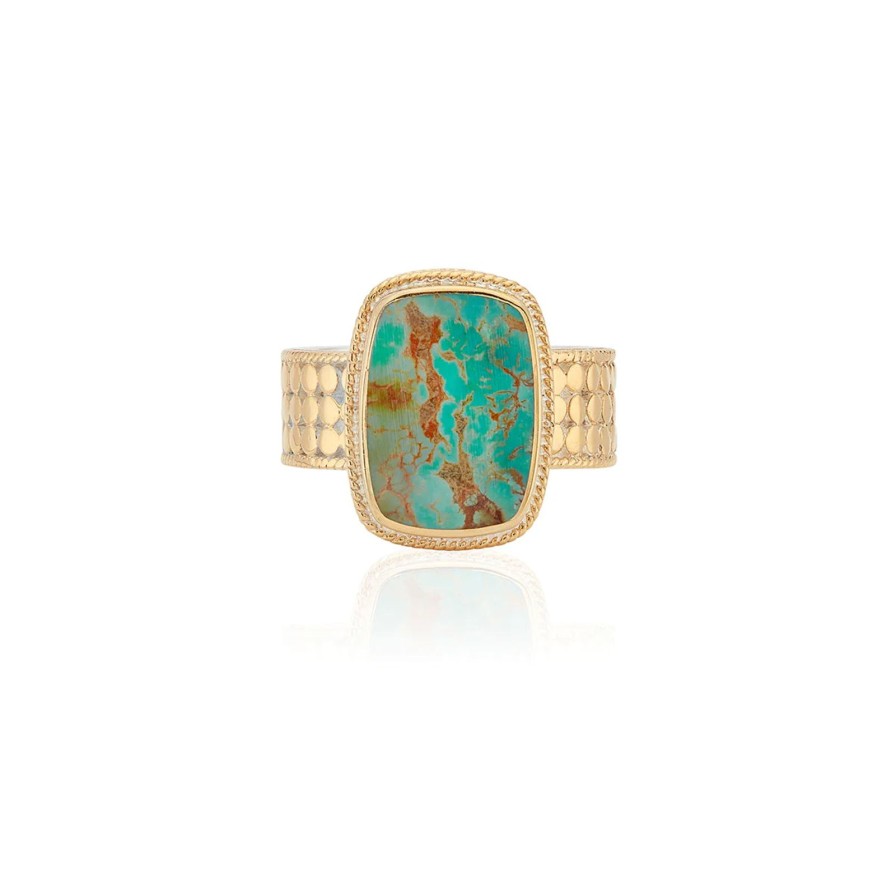 Hot Anna Beck Turquoise Cushion Ring Gold