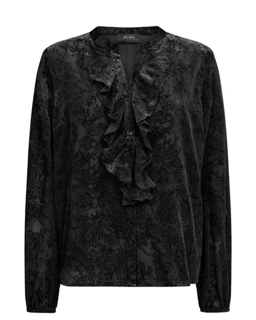 Best Mos Mosh Mmleta Velvet Shirt Black