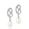 Clearance Claudia Bradby Medium Love Knot Pearl Drop Earrings Silver