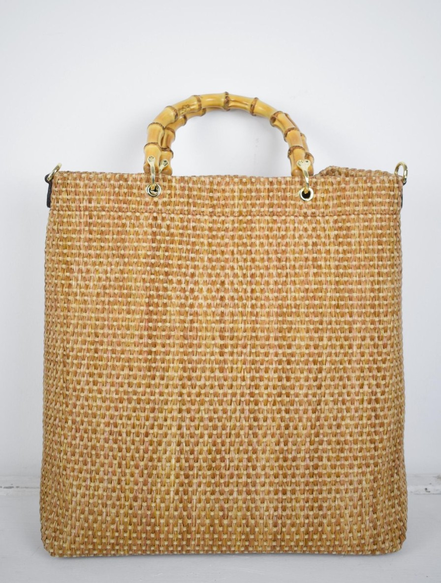 Clearance Abro Melissa Raffia Shopper Bamboo Large