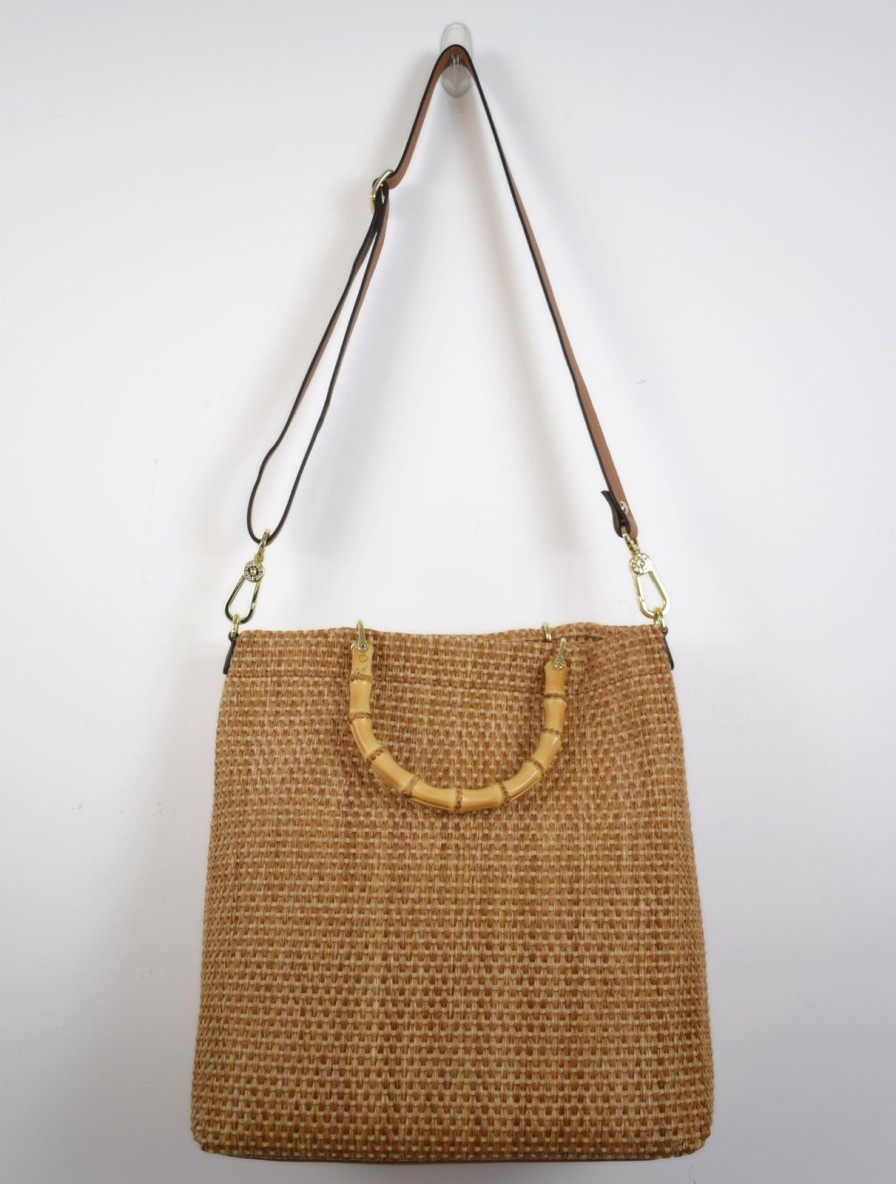 Clearance Abro Melissa Raffia Shopper Bamboo Large