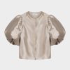 Online BY MALINA Cleo Puff Sleeve Top Soft Beige