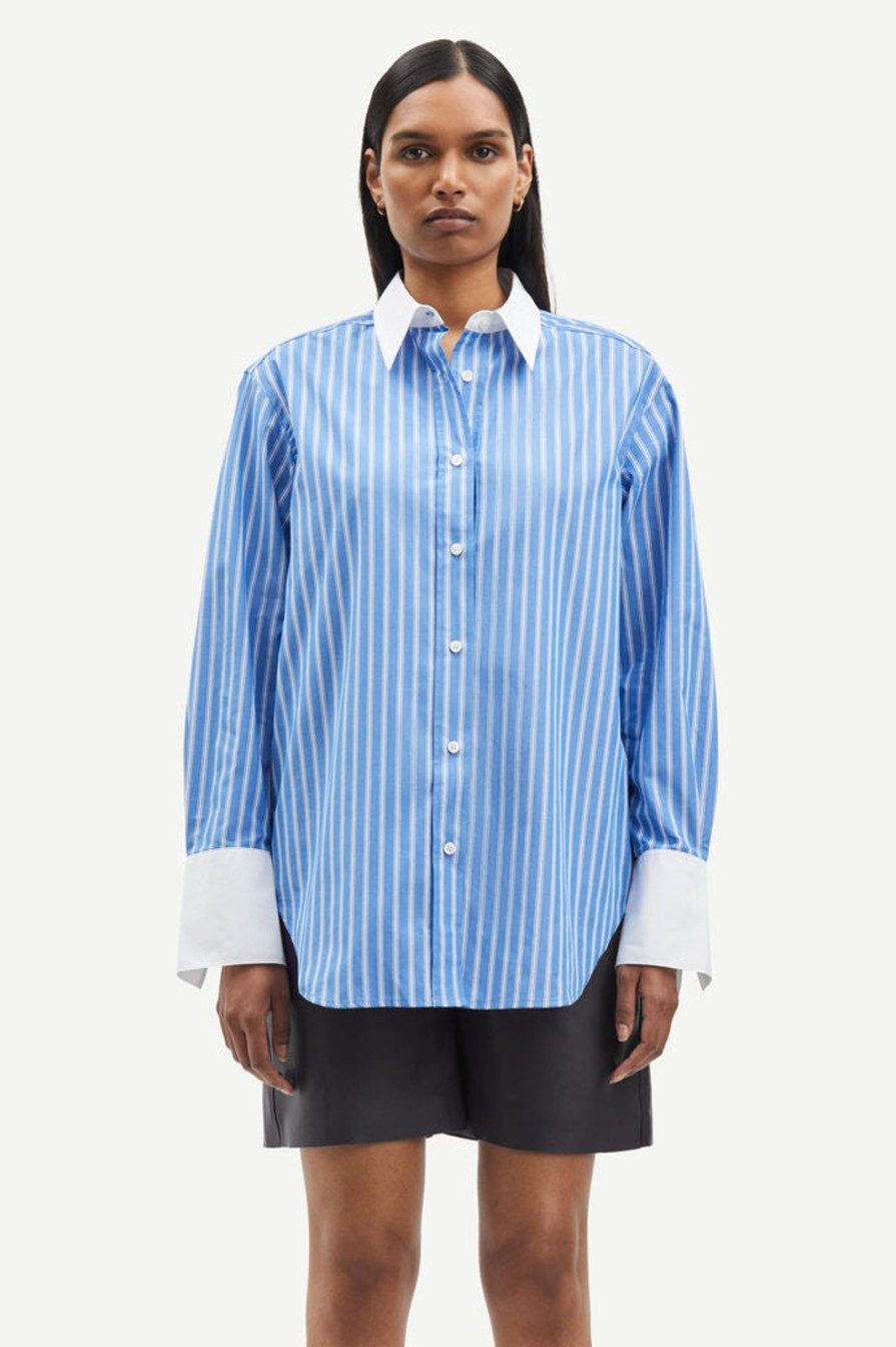 Hot Samsoe Samsoe Salovas Shirt Blue Stripe