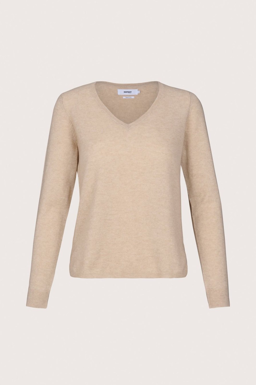 Wholesale Not Shy Penelope V-Neck Jumper Beige Chine