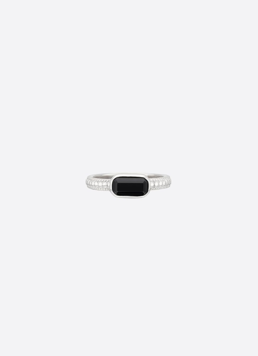 Online Anna Beck Small Rectangular Ring Silver Onyx