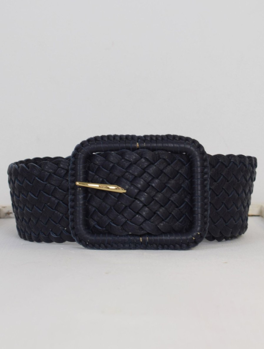 Online Abro Luna Wide Plaited Belt Navy