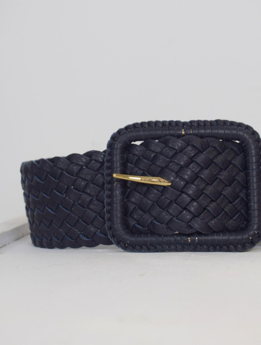 Online Abro Luna Wide Plaited Belt Navy