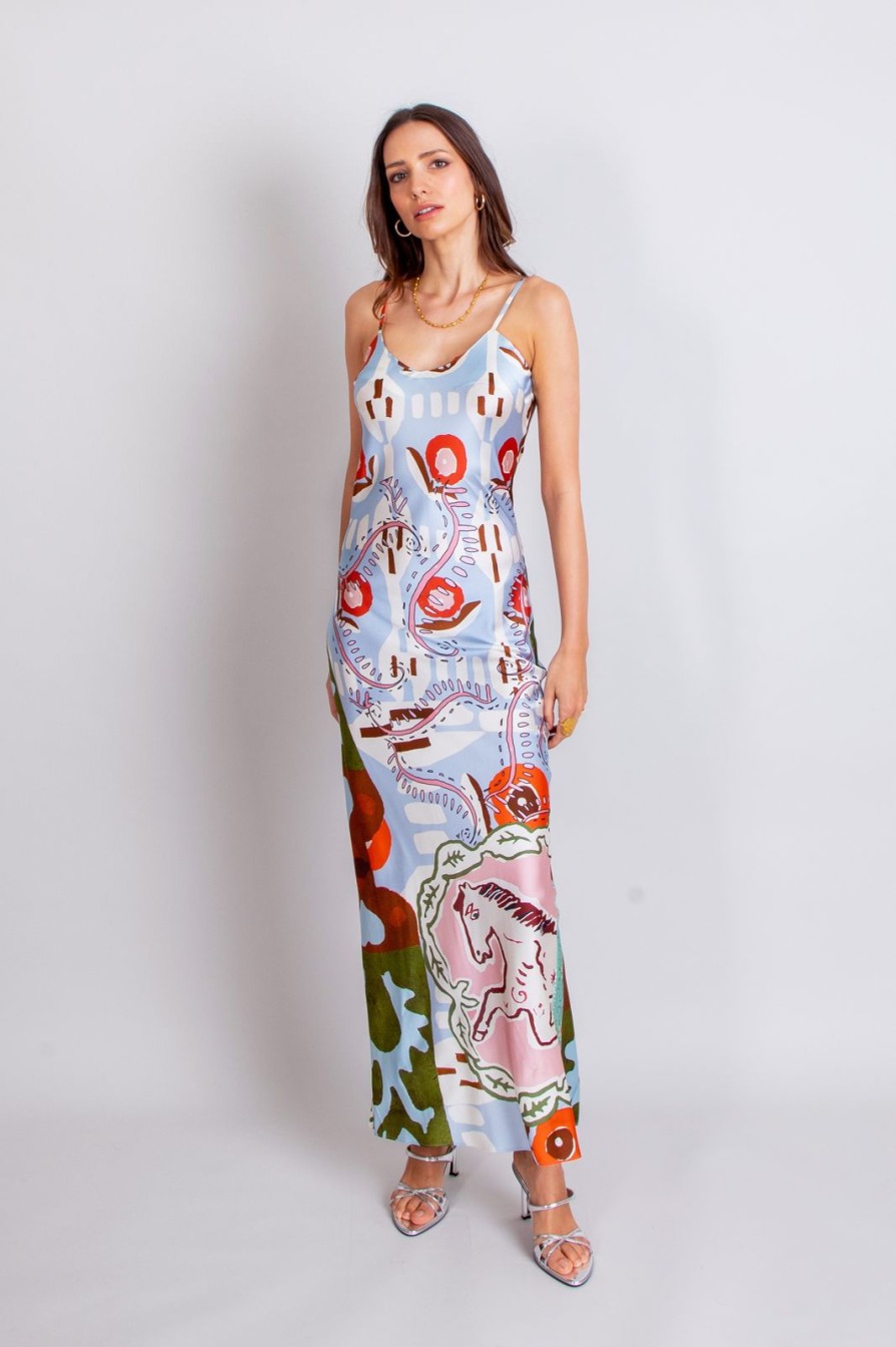 Wholesale Jessica Russell Flint Maxi Slip Dress Pink Horse