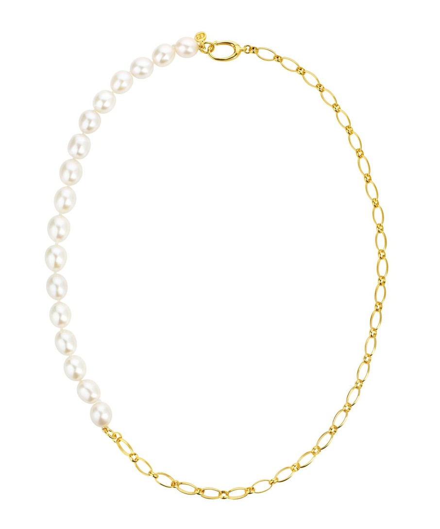 Clearance Claudia Bradby City Pearl And Gold Chain Necklace Gold