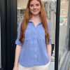 Wholesale bella dahl Split Back Shirt Peri Blue