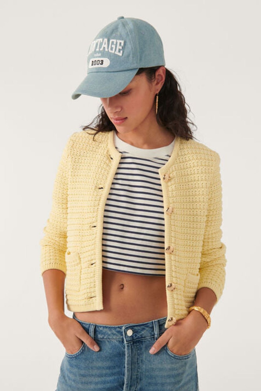 Online ba&sh Gaspard Knitted Cardigan Primrose