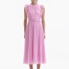 Best self-portrait Pink Chiffon Sleeveless Ruffle Midi Dress