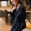 Best BREATHE Organic Cotton Robe Navy