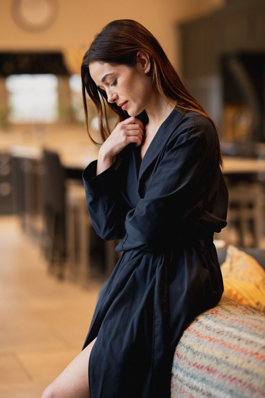 Best BREATHE Organic Cotton Robe Navy