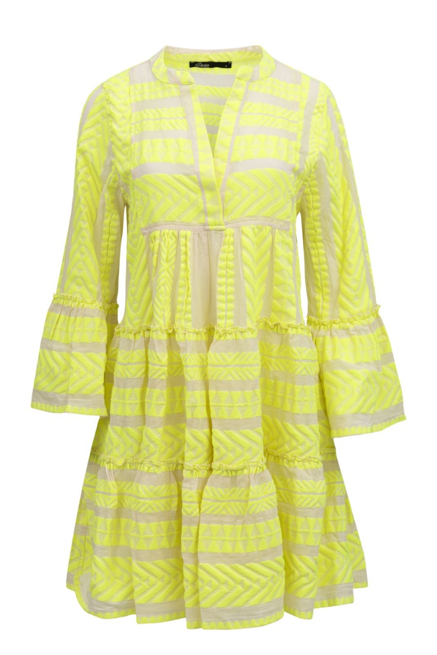 Best Devotion Twins Ella Short Dress Neon Lime/Off-White