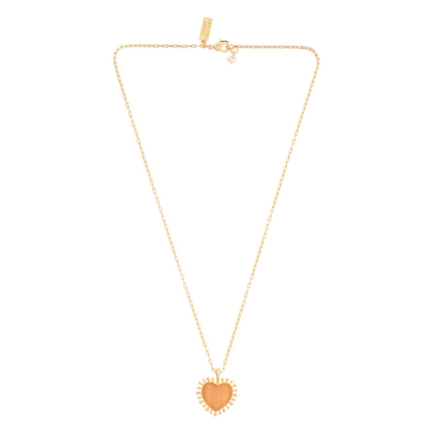 New Talis Chains Mini Heart Necklace Pink Jade